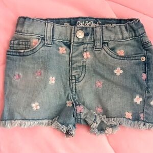 Cat & Jack Embroidered Flower Jean Shorts